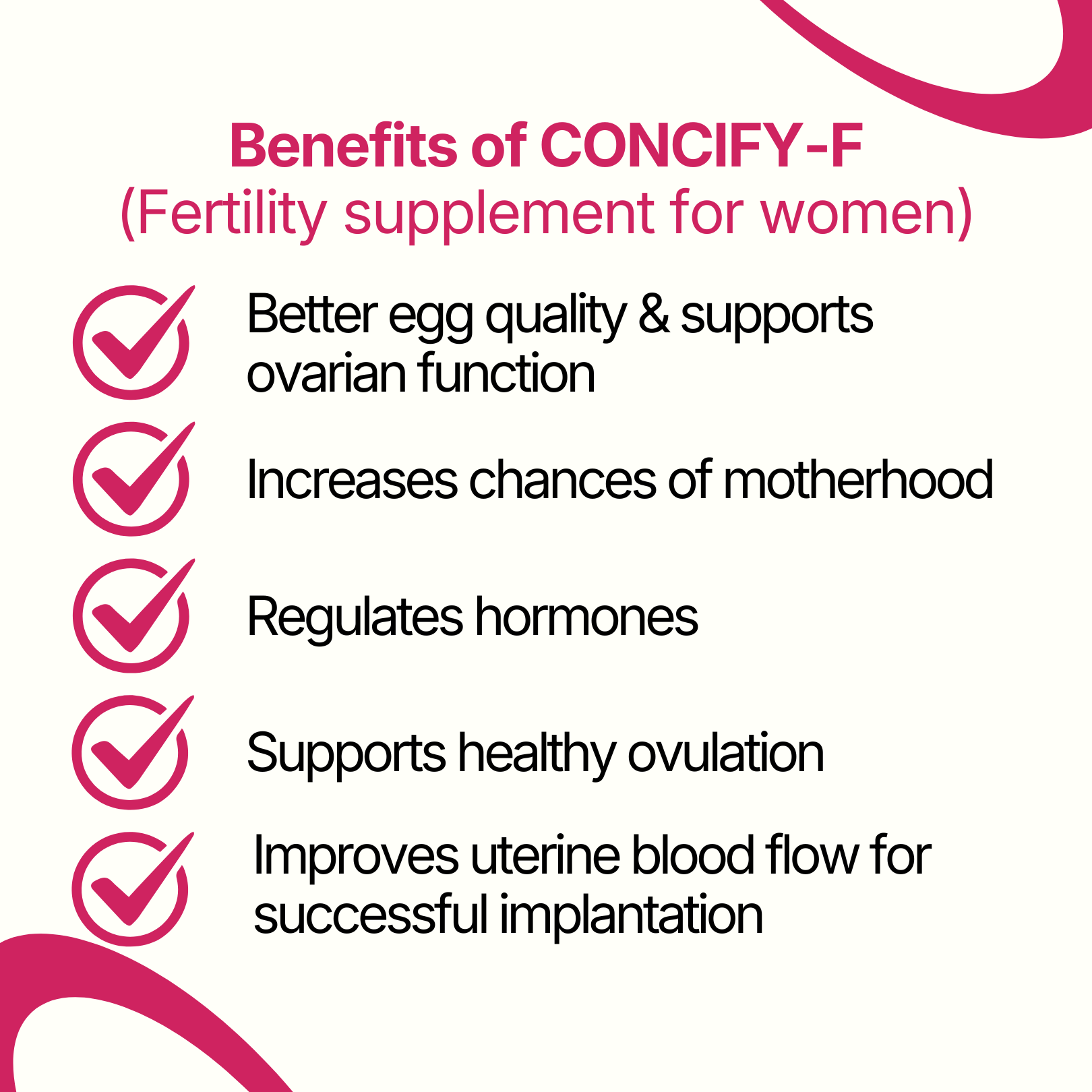 Concify - F | Female Fertility Support Supplement | Supports Egg Quality, Ovulation & Implantation for Natural Conception