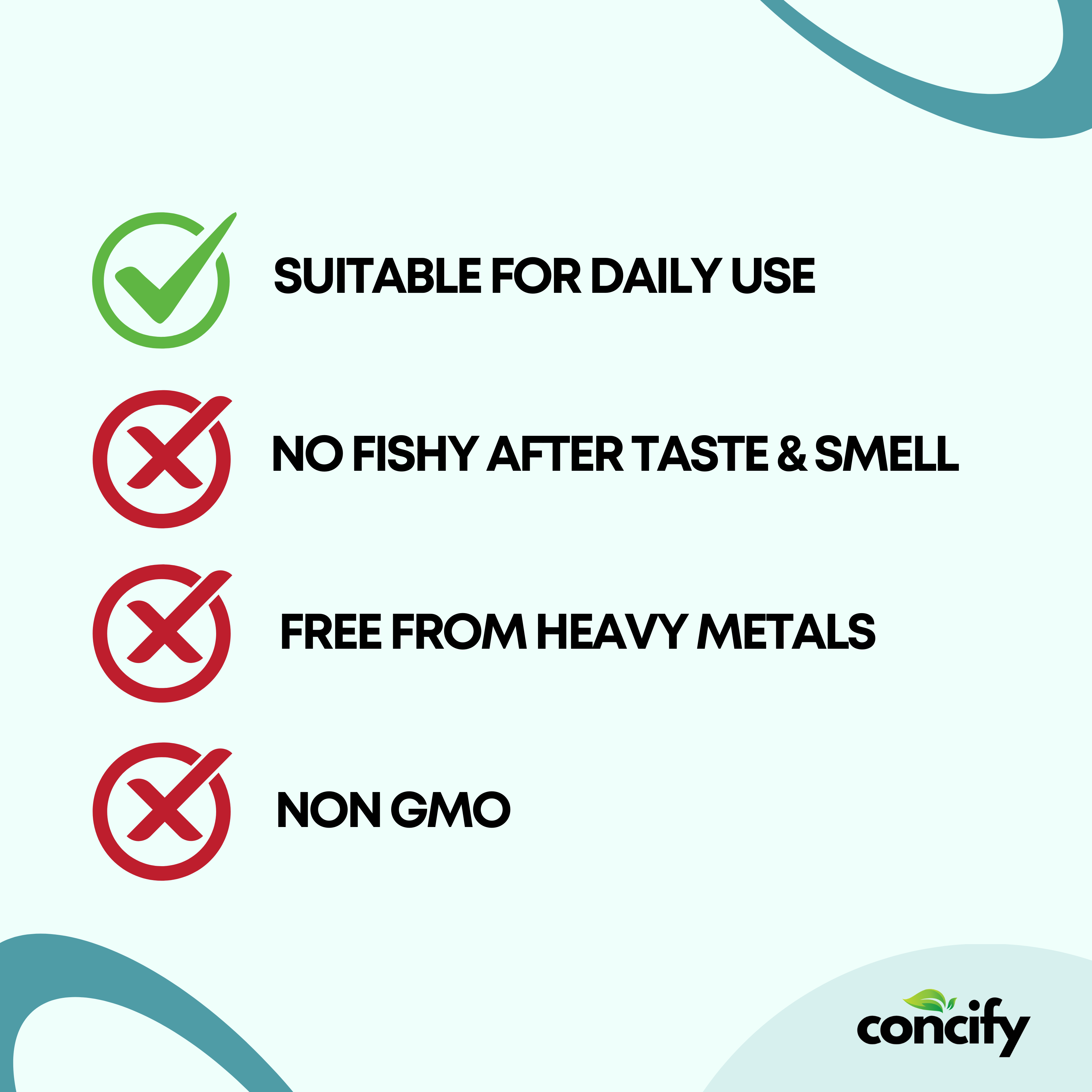Concify Omega-3 Fish Oil Softgel Capsules – 1000mg Omega-3 with 360mg EPA & 240mg DHA | Supports Heart, Brain, Joints & Skin Health | 60 Softgels