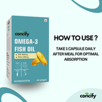 Concify Omega-3 Fish Oil Softgel Capsules – 1000mg Omega-3 with 360mg EPA & 240mg DHA | Supports Heart, Brain, Joints & Skin Health | 60 Softgels