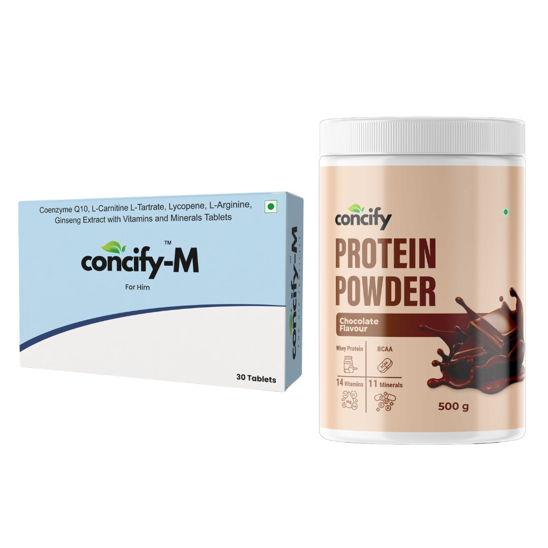 Concify-M & Concify Protein Powder Combo Pack | Pre-Pregnancy Fertility Supplement Combo for Men