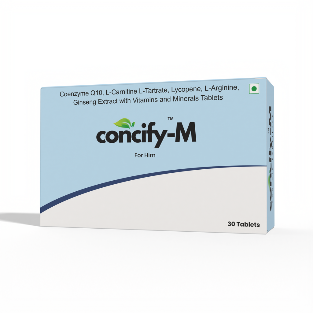 Concify-M Coenzyme Q10, L-Carnitine, Lycopene, L-Arginine, Ginseng Extract with Vitamins and Minerals Tablets for Men